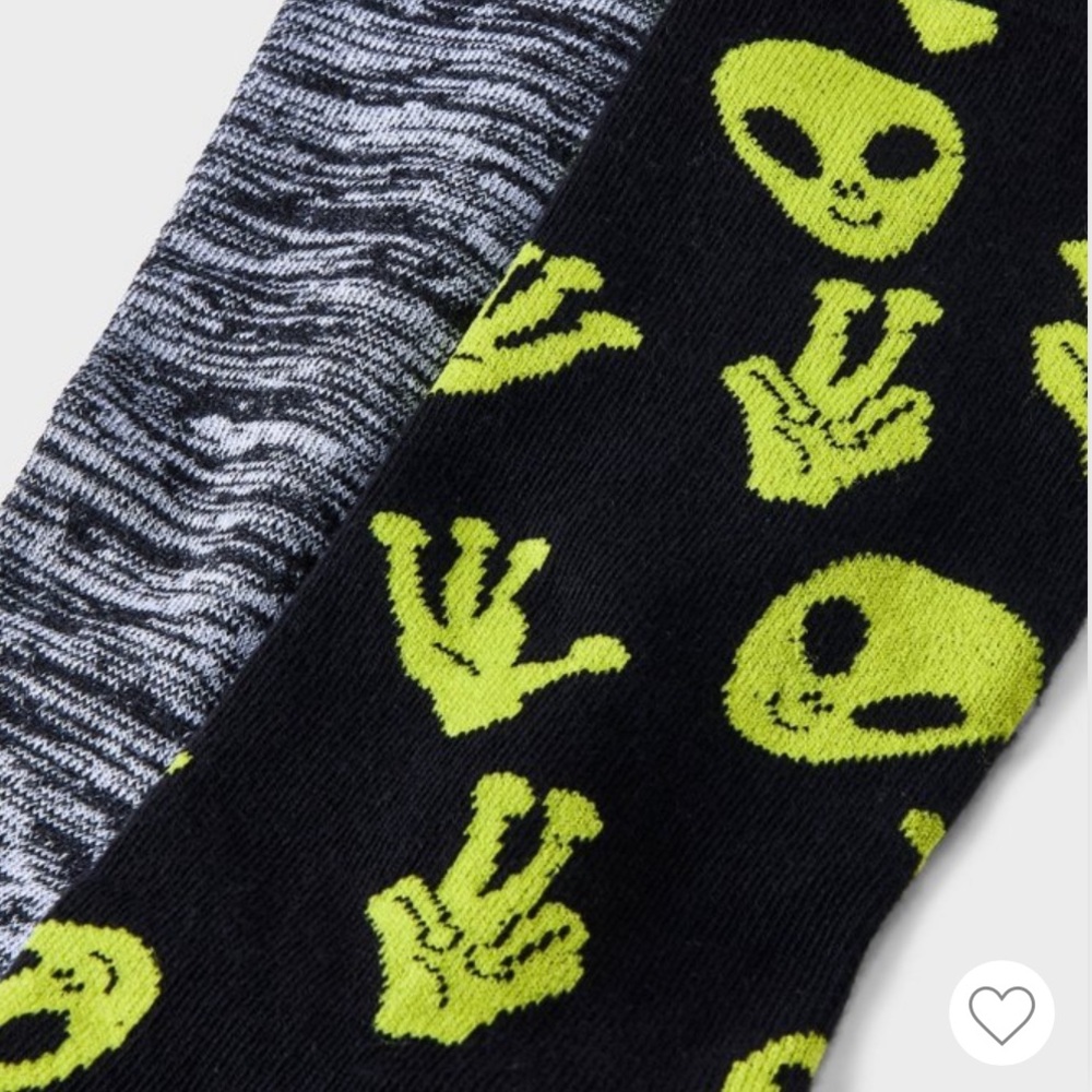 Men's Alien Print Crew Socks 2pk - Original Use™ 6-12 - Picture 3 of 3